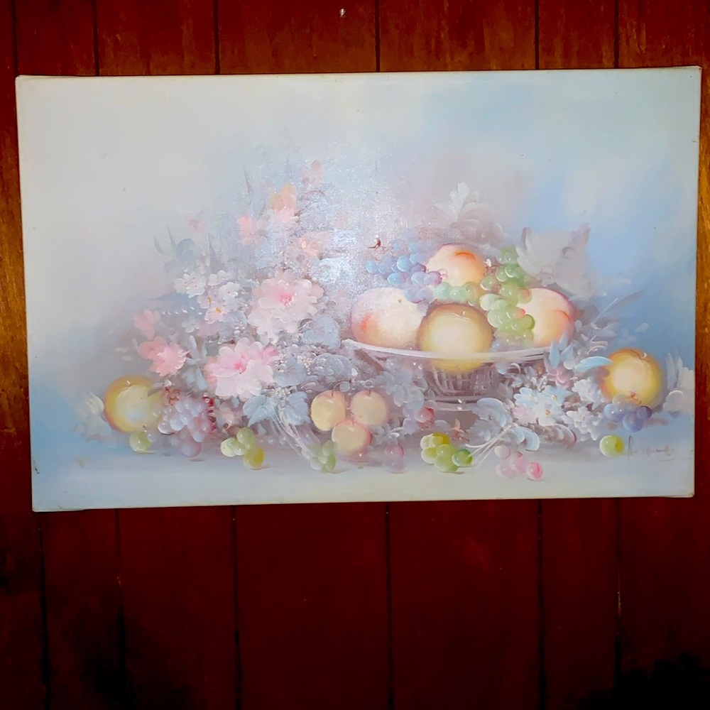 Old canvas, painting, oil painted